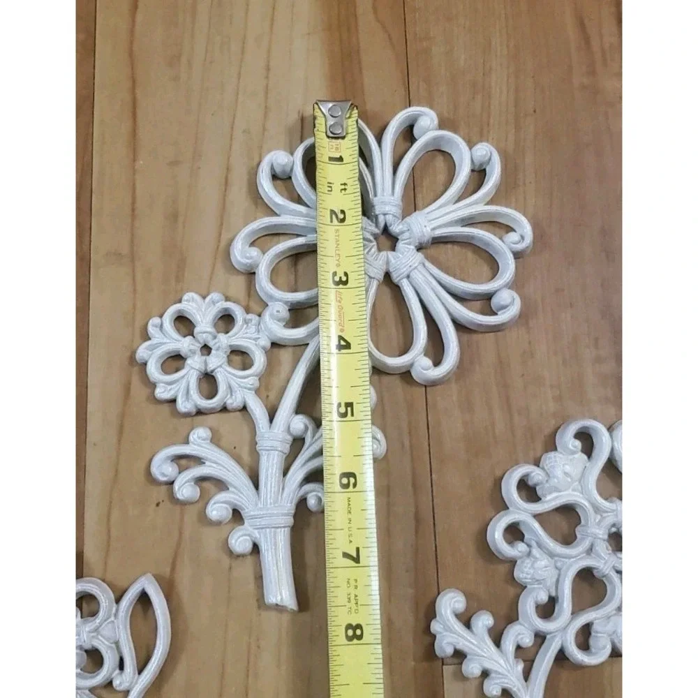 Vintage Homco Wall Decor White Floral Syroco Plaques 7360 Set of 3
